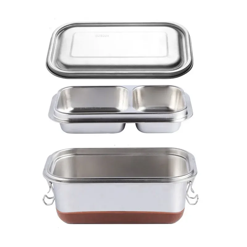 Food Bento Box Crisper 304 Stainless Steel Insulation Bucket Lunch Box Student Worker Leak-proof Double-layer Sealed Lunch Box