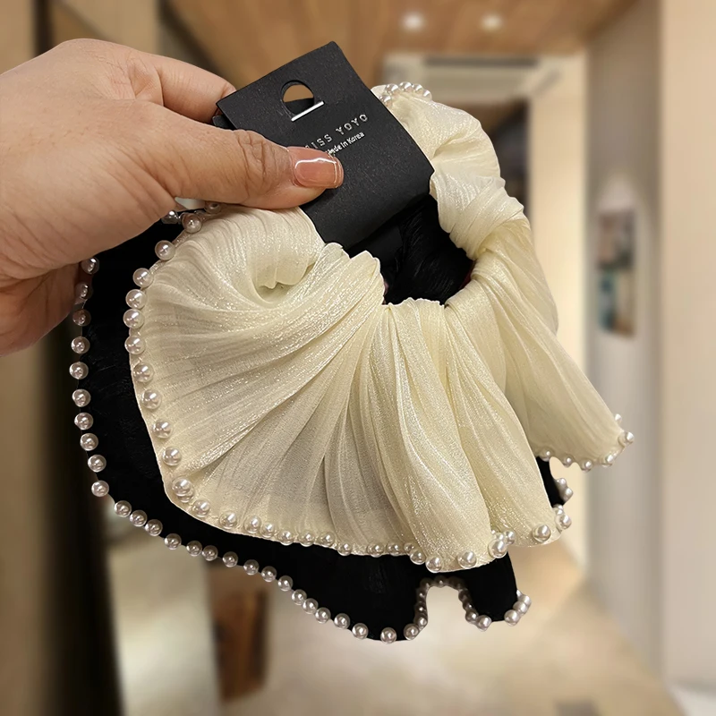 ربطة شعر كورية جديدة مع حرير لامع، عصابة رأس للأمعاء الغليظة، إكسسوار شعر عالي على شكل ذيل حصان #4