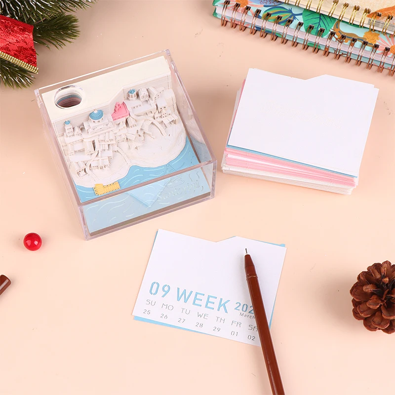 

Настольный календарь Castl со светодиодной подсветкой, календарь на 2025 год, блокнот, креативный настольный календарь, блокнот для заметок «сделай сам», 3D художественный календарь, бумага