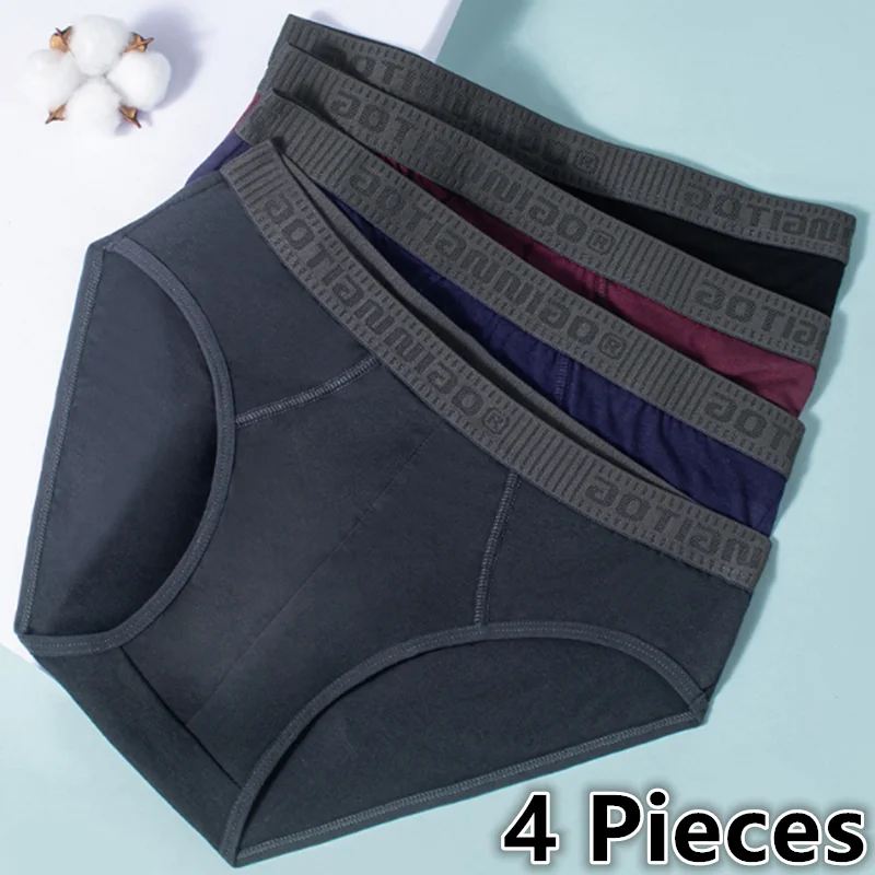 4 Pack/Lot Big Size Men Cotton Briefs Breathable Undies Panties Underwear Comfortable Underpants Knickers L XL XXL 3XL 4XL 5XL