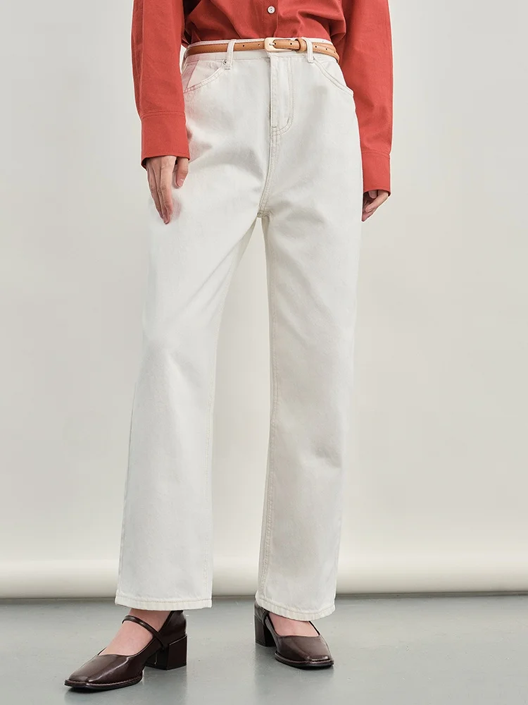 

Джинсы Gansen с высокой талией, прямые, женские, повседневные, свободного кроя, винтажные, из денима, для осени, из хлопковой эластичной ткани