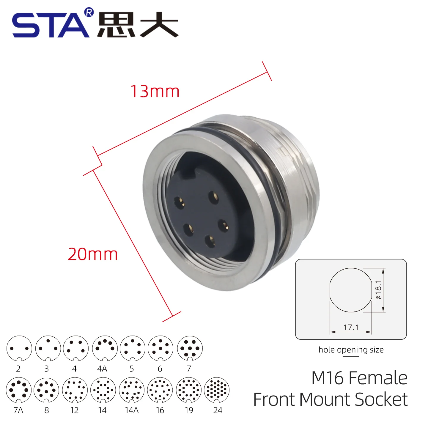 Aviation plug M16 2/3/4/5/6/7/8/12/14/16/19/24Pins Male Female Solder type front back socket waterproof IP68 grade Connector