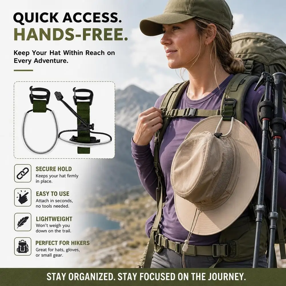 Backpack Trekking Pole Holder Strap Quick Release Nylon Walking Stick Carrier Hands‑Free Hiking Accessory Secure Fixing Belt