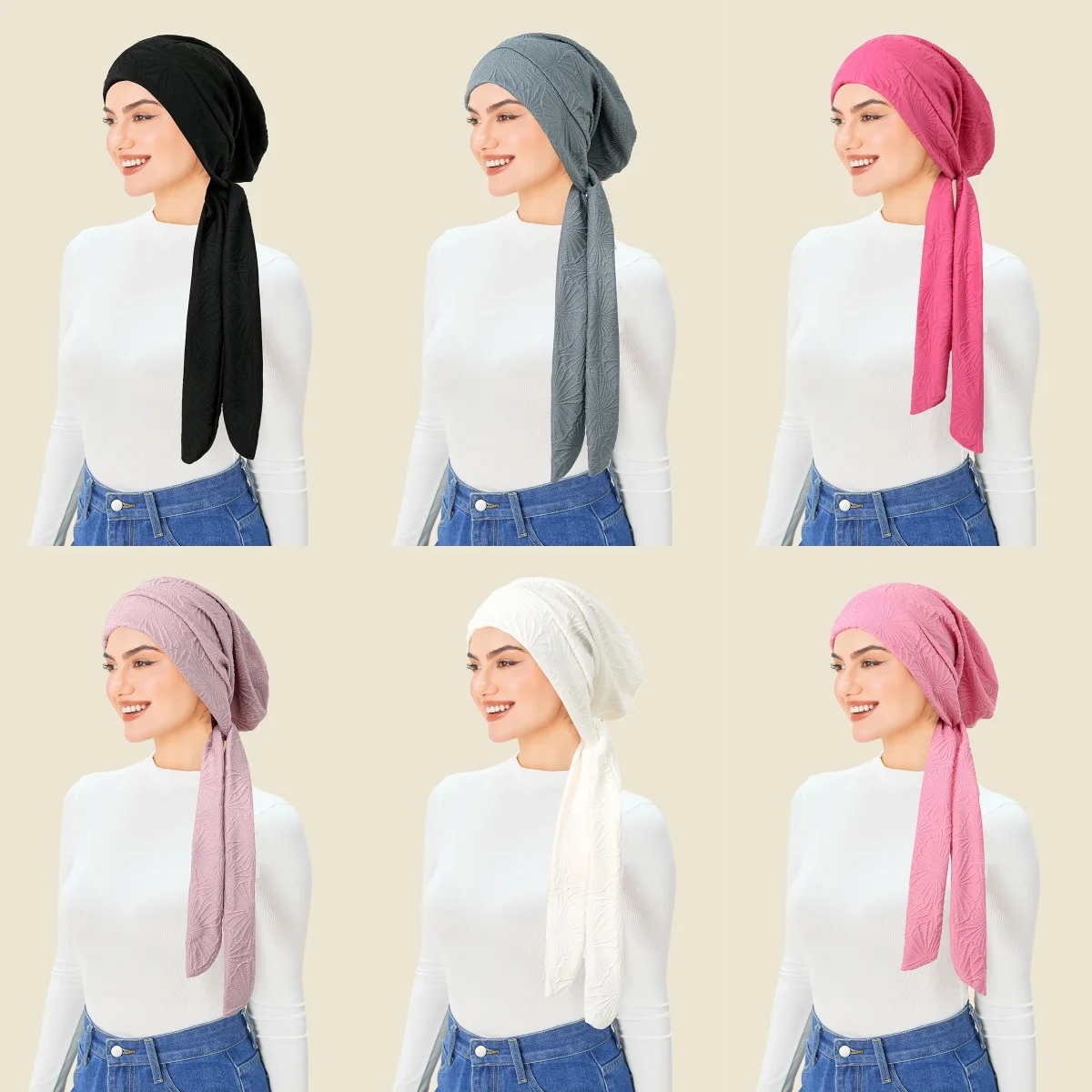 New Muslim Stretch Pre-Tied Turban Hats Tail Tie Straps Hijab Hats Headwrap Chemo Cap For Women Ladies Headwear Bonnet Mujer