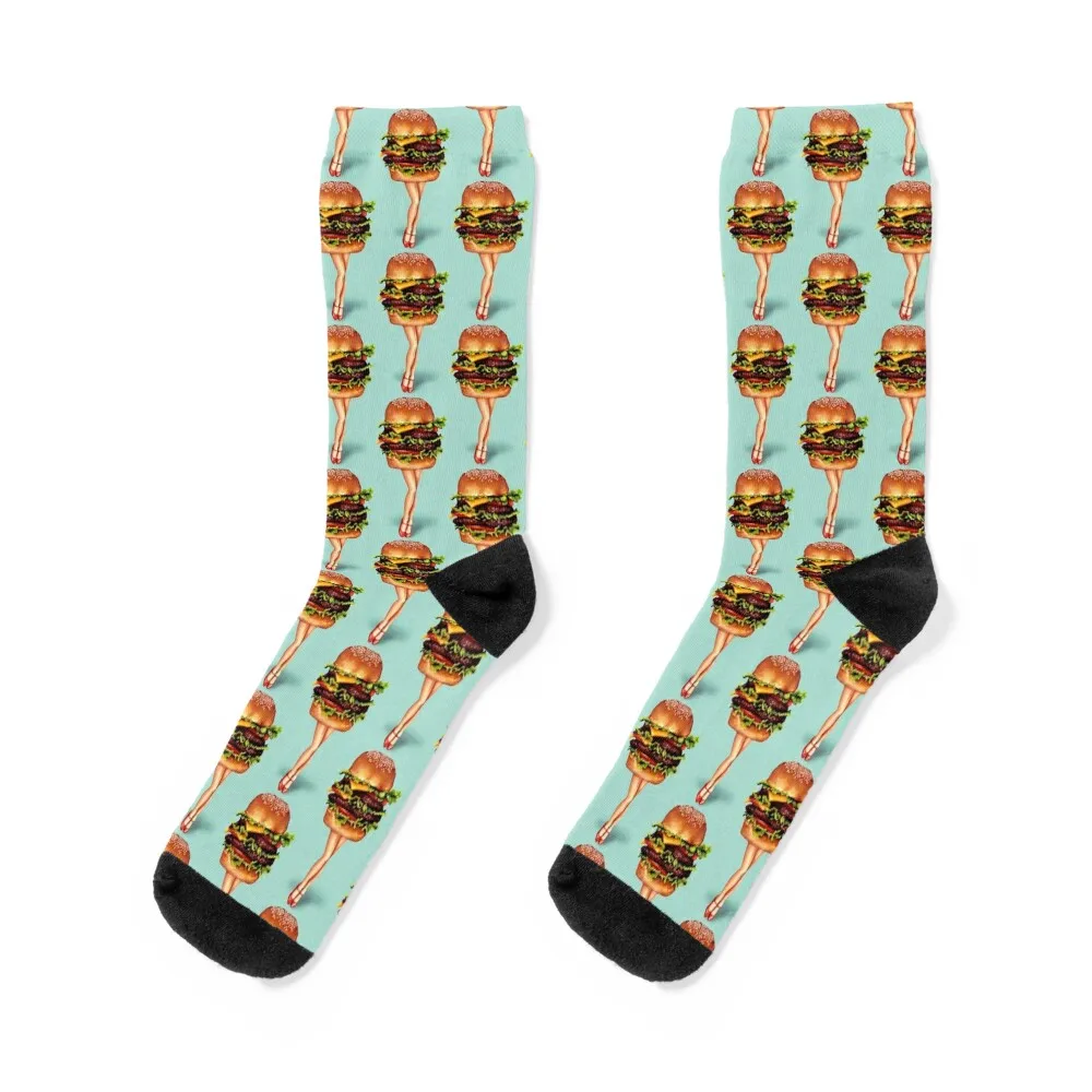 

Stacked - Cheeseburger Girl Socks essential winter aesthetic hip hop Socks Female Men's