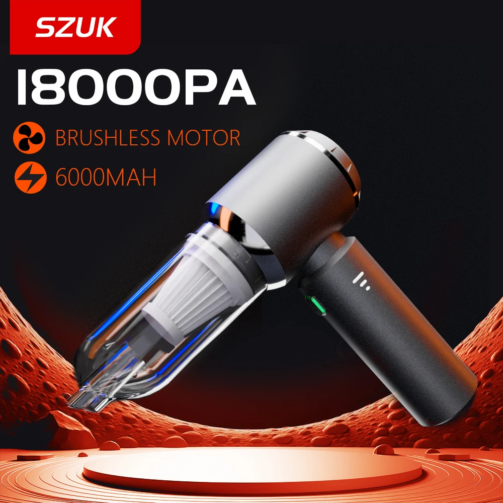 

SZUK 18000PA Mini Car Vacuum Cleaner Portable Powerful Cleaning Machine Handheld for Home Appliance Car Wireless Vacuum Cleaner