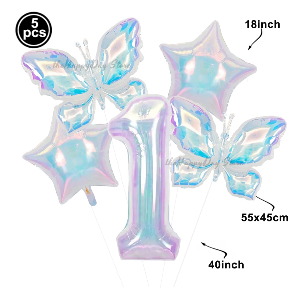 40 Zoll schillernde Zahlen-Folienballons, Schmetterlings-Heliumballons für Hochzeit, Verlobung, alles Gute zum 1. Geburtstag, Party-Dekoration, Globos – Detail 40