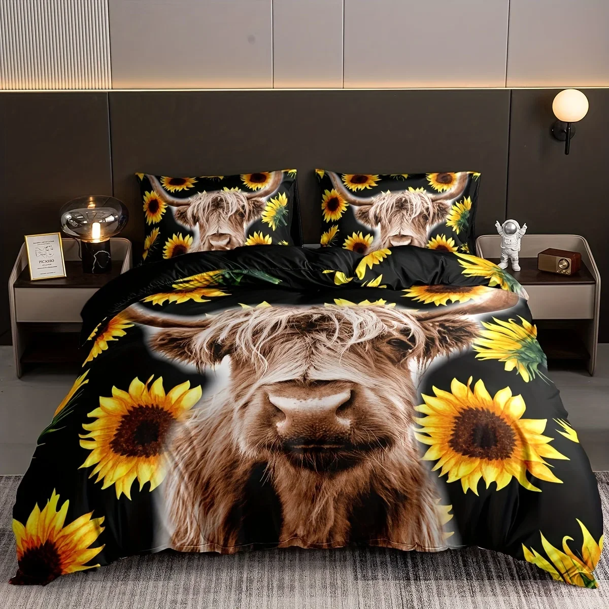 3pcs Duvet Cover Set, Flower Cow Print Bedding Set, Soft Comfortable Duvet Cover, For Bedroom, Guest Room