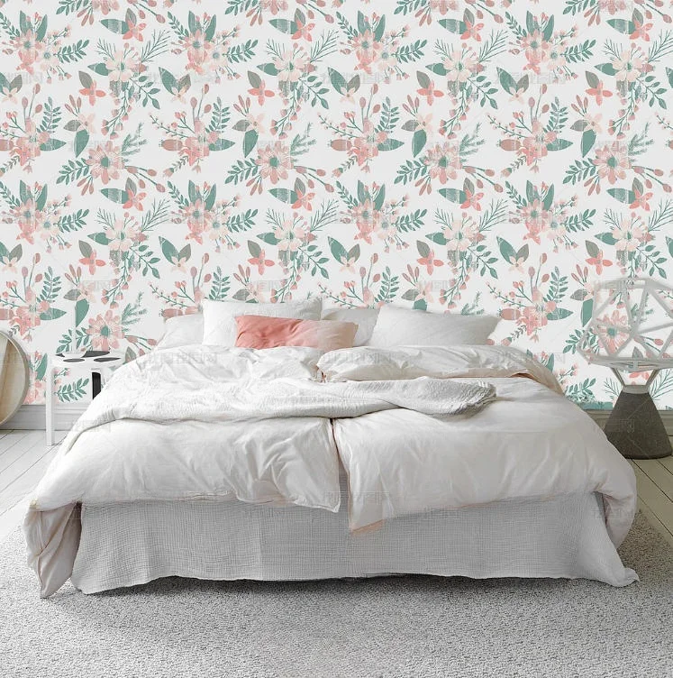 Customized American style countryside Retro plant oil painting flower living room TV background wall decoration 3d wallpaper
