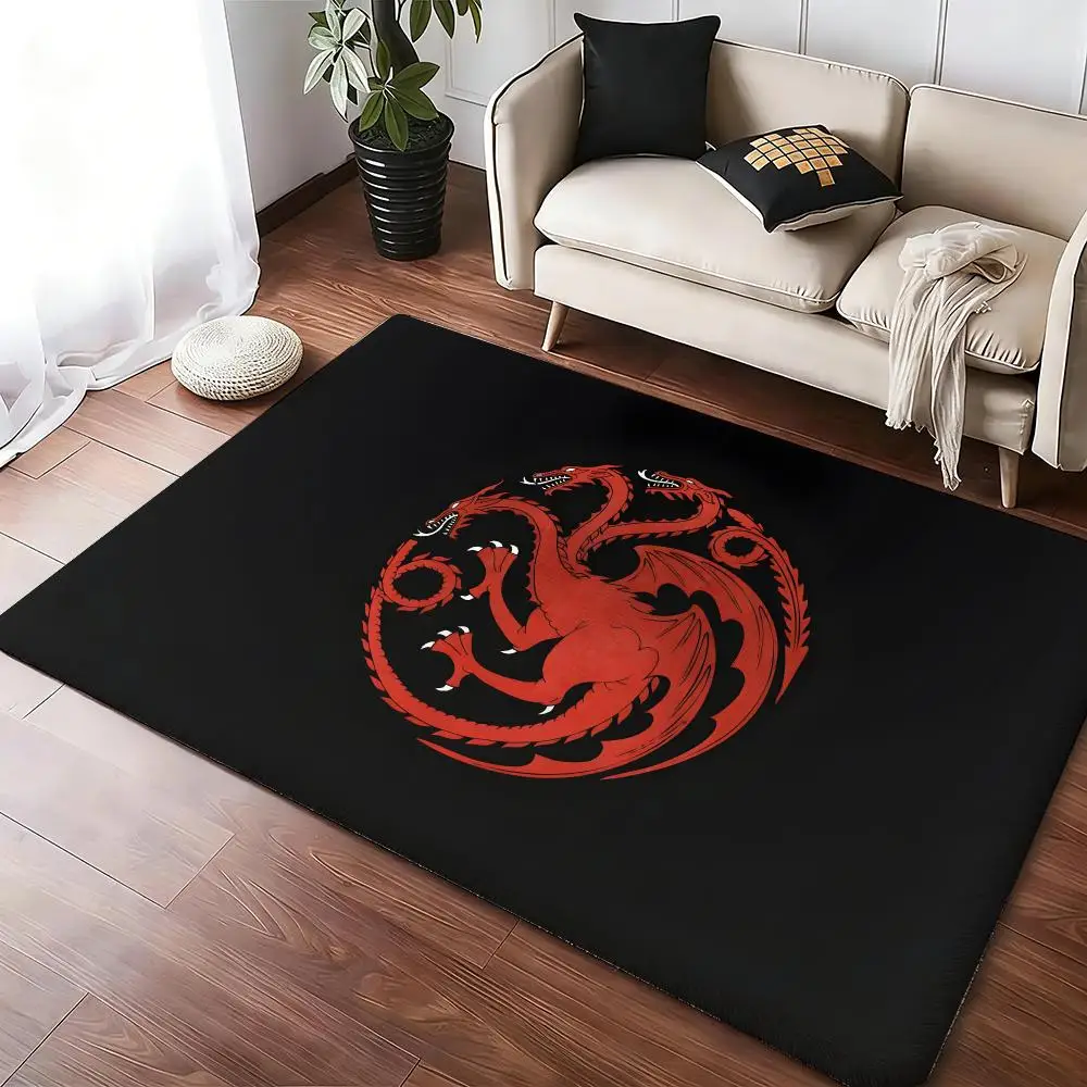 Alfombra de suelo con el logo de la Casa Targaryen, suave, gruesa, absorbente, antideslizante, para dormitorio, sala de estar, entrada, decoración del hogar, alfombras de franela.