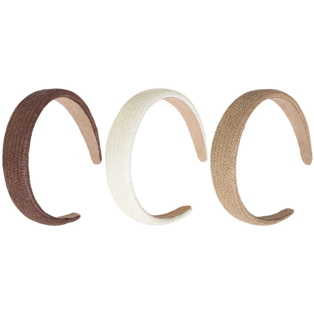 

3Pcs Solid Color Headbands Women Accessories Crochet Woven Hairbands Vintage Hair Hoops Fashion Party Headdresses For Girls