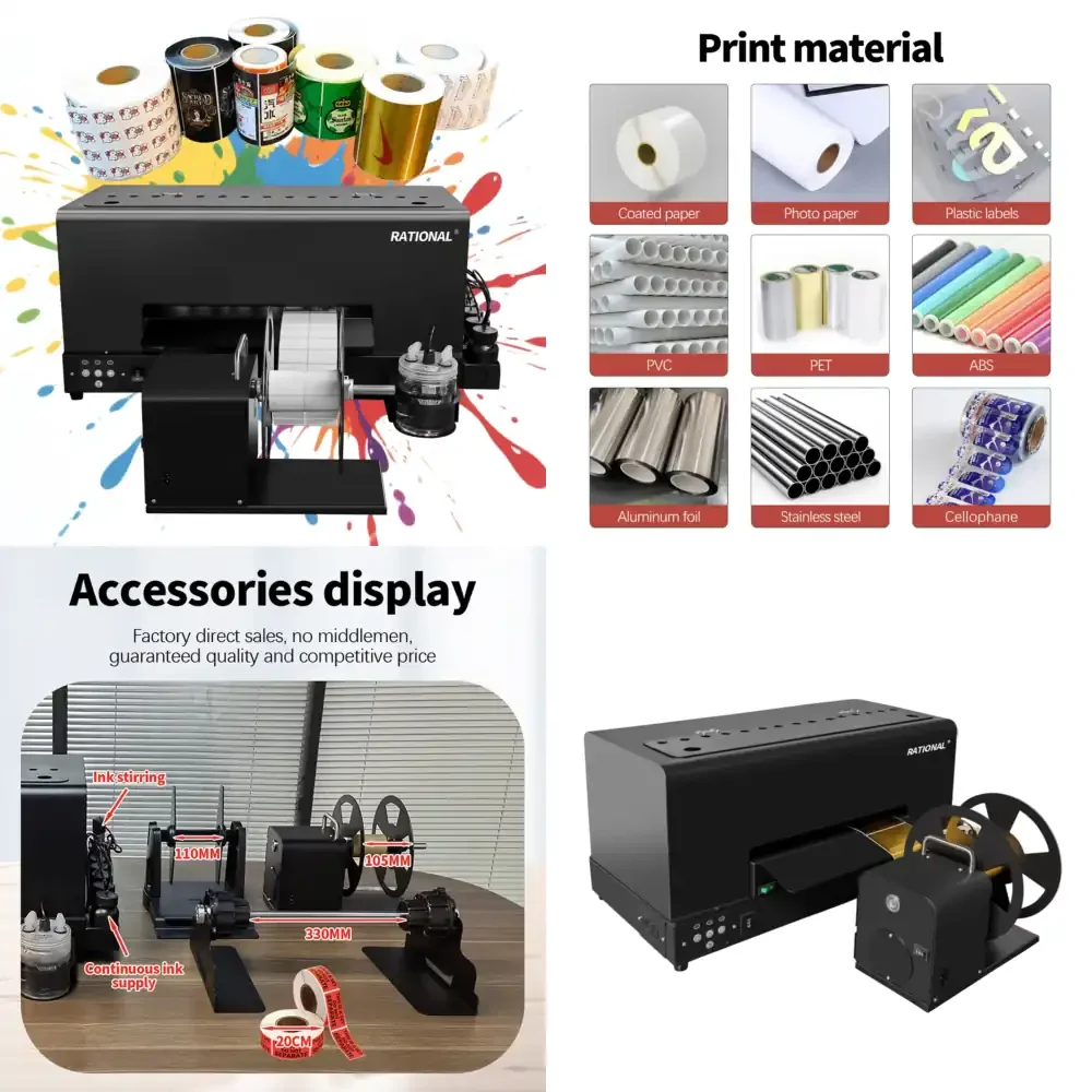

Multi-Color Label Maker Roll-to-Roll Adhesive Inkjet Printer for PET Sticker Logo Printing Metal PVC A3 Label Printing