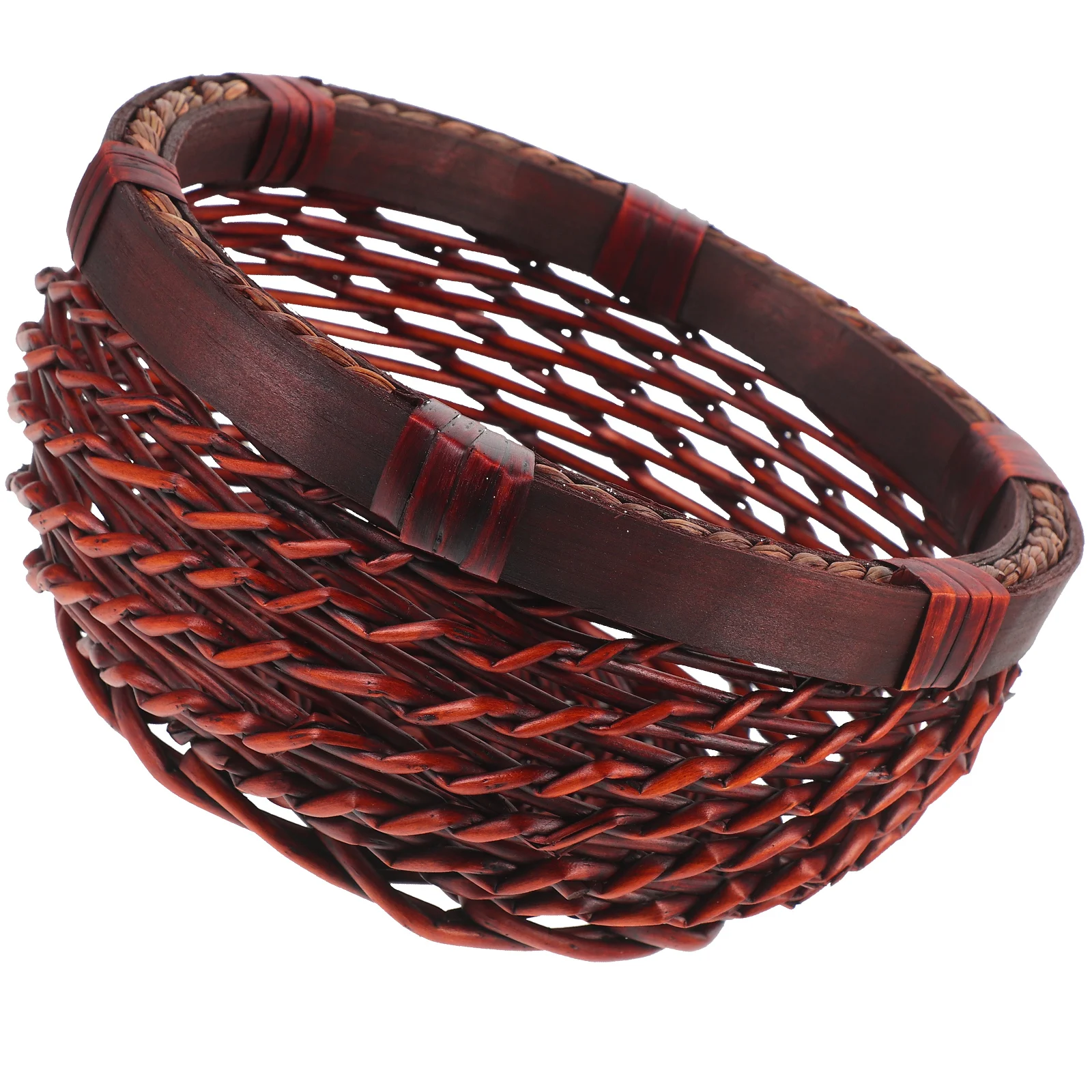 

Rattan Storage Basket Shelf Handwoven Desktop Vintage Home Decor for Decorative Bread Warming Kitchen Decorate Shelves