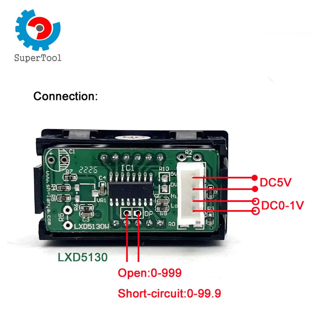 Misuratore di corrente digitale LXD5130 alimentatore DC5V, ingresso 0-1V, mostra 0-999 per saldatrici Inverter 42x26MM, 3 LCD XH2.54 4pin