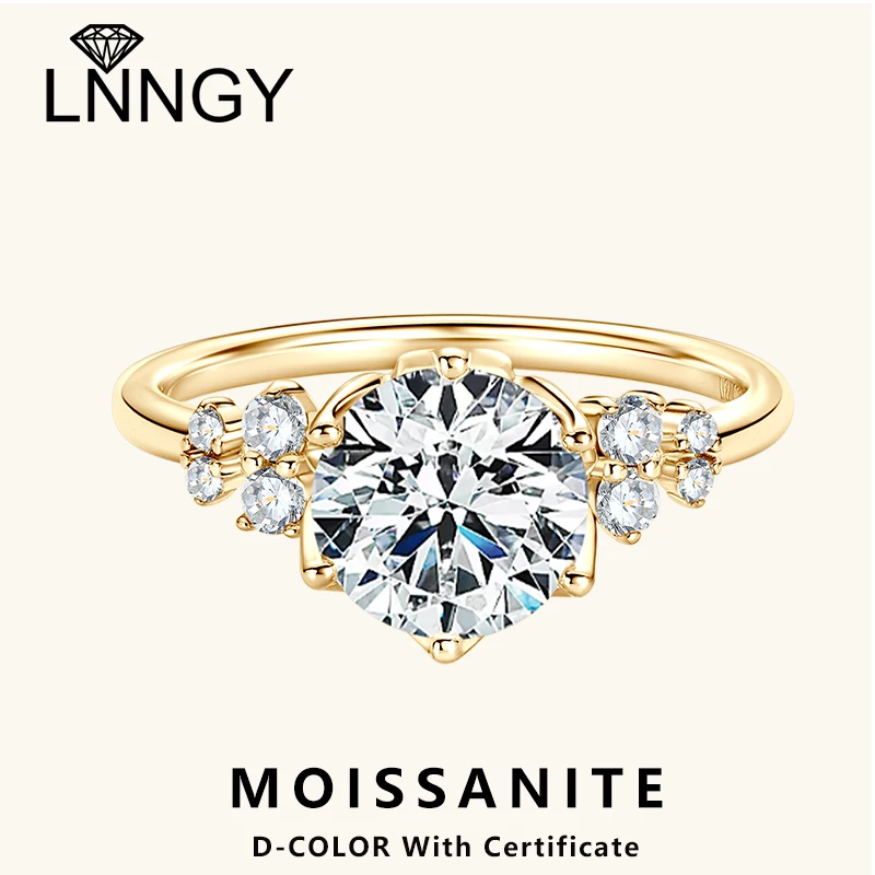 

Lnngy 8 мм кольцо с муассанитом и сертификатом Bague Argent стерлингового серебра 925 пробы кластер обручальные кольца для женщин сверкающие ювелирные изделия