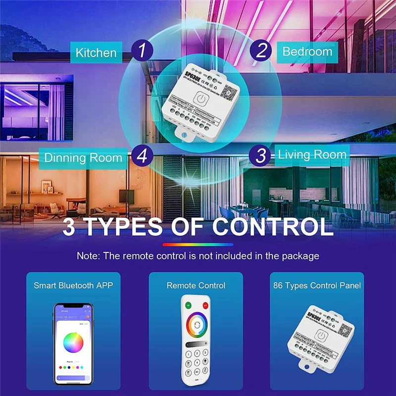 SP630E pengontrol LED Bluetooth, mendukung PWM warna tunggal CCT RGB RGBW RGBCCT dan SPI TTL IC Chip lampu Strip LED