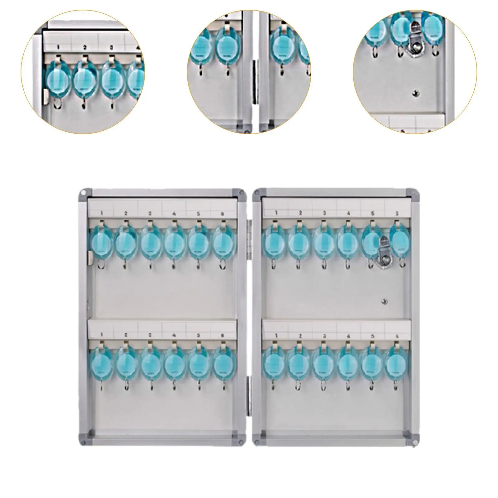 Aluminum Alloy Key Cabinet W/ Tags 24/32/48Keys Holder for Company Office