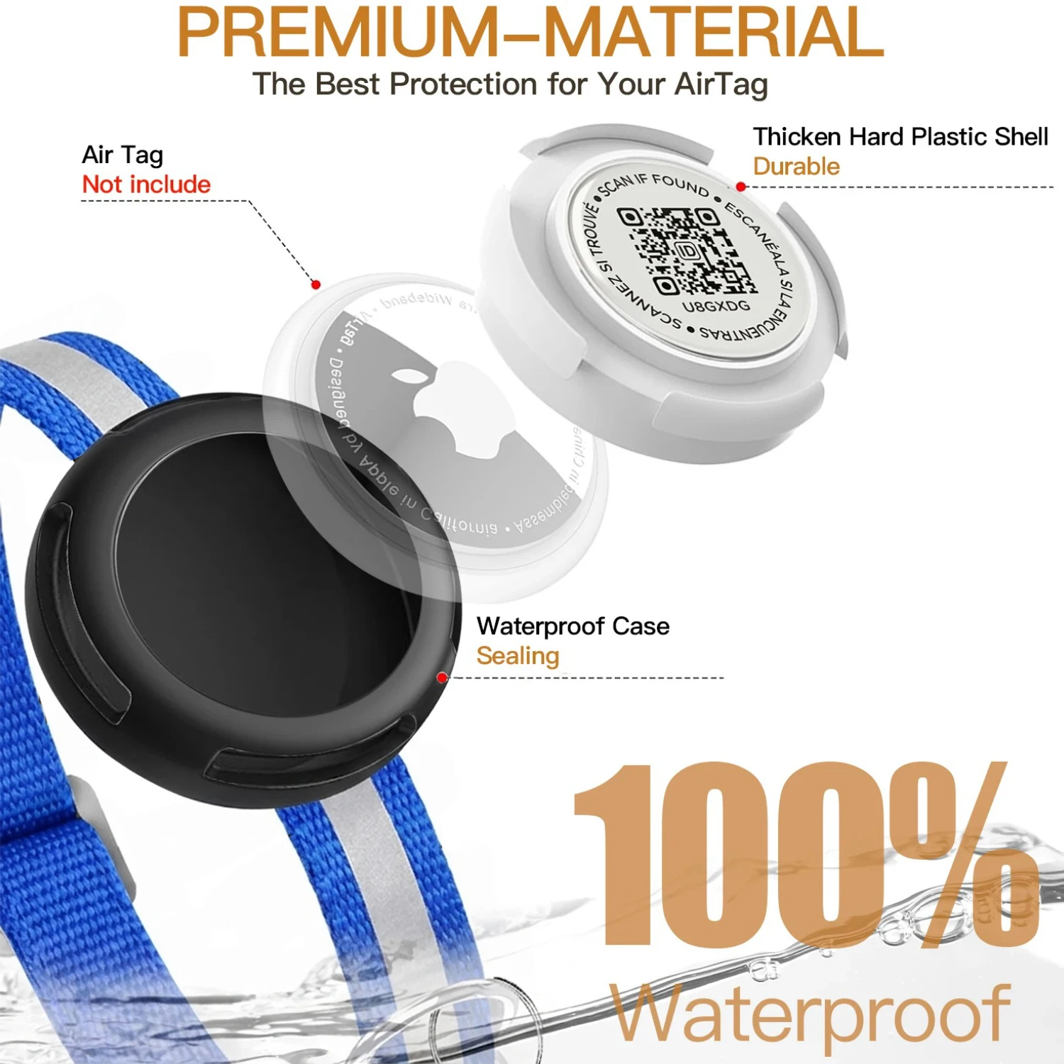 AirTag Cat Collar with Air tag Holder & Pet Name QR Code Dual Protection Reflective Pet Collar for Kitten Puppy (No Airtag) view 3