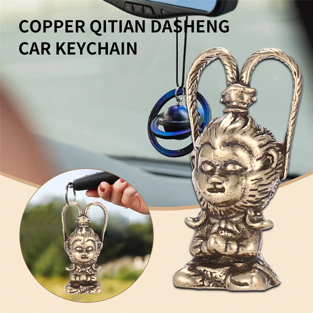

A08I Copper Monkey King Figurine Sun Wukong Statue Decor Fish Tank Ornaments Housewarming Home Decor Car Decoration Tea Pet