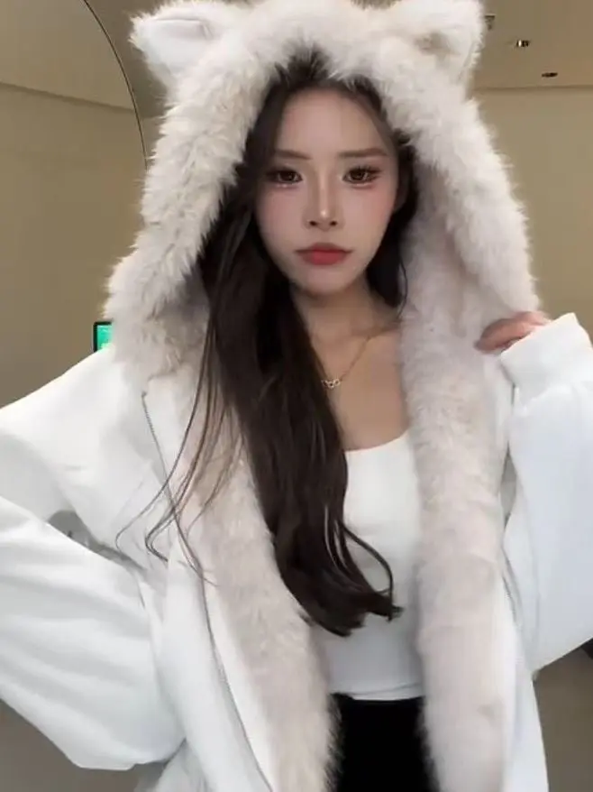 アメリカン スレ イヤーファーコート レディース 秋冬 シエンデッド 小さいサイズ フード付き ゆったり 暖かい コットンジャケット レトロ スレ ロング S...