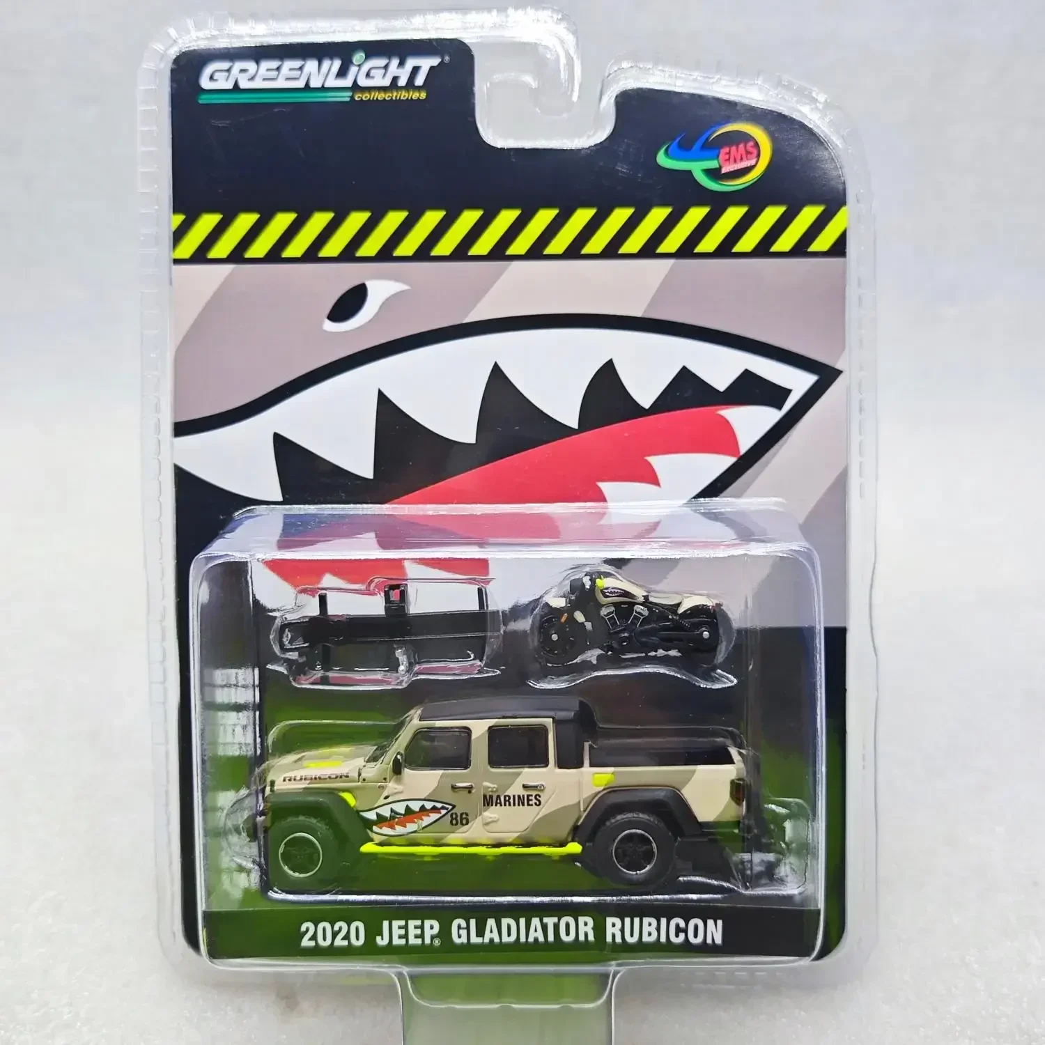 1:64 2020 JEEP GLADIATOR RUBICON MARINES #86 & motorcycle Alloy Car Model Collectible Toy Gift Souvenir Display Ornament