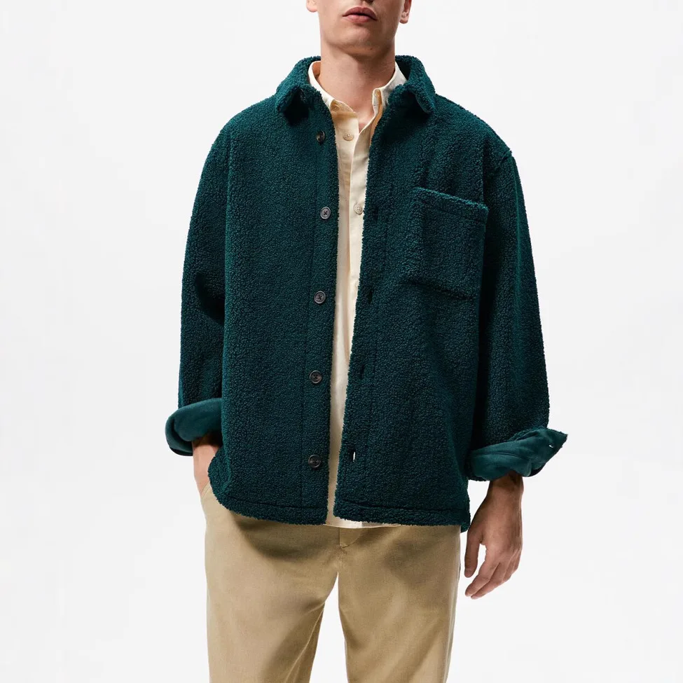 

Niche brand light luxury men's clothing for autumn and winter new style of lapel shirt, fleece thick warm jacket, loose jacket