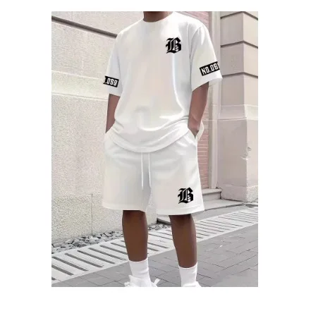 

LB Printed Sport T-shirt+shorts Suit Set Men Male Luxury Tracksuit Outfit Summer Oversized Tracksuit 2 Piece Set Men Clothing