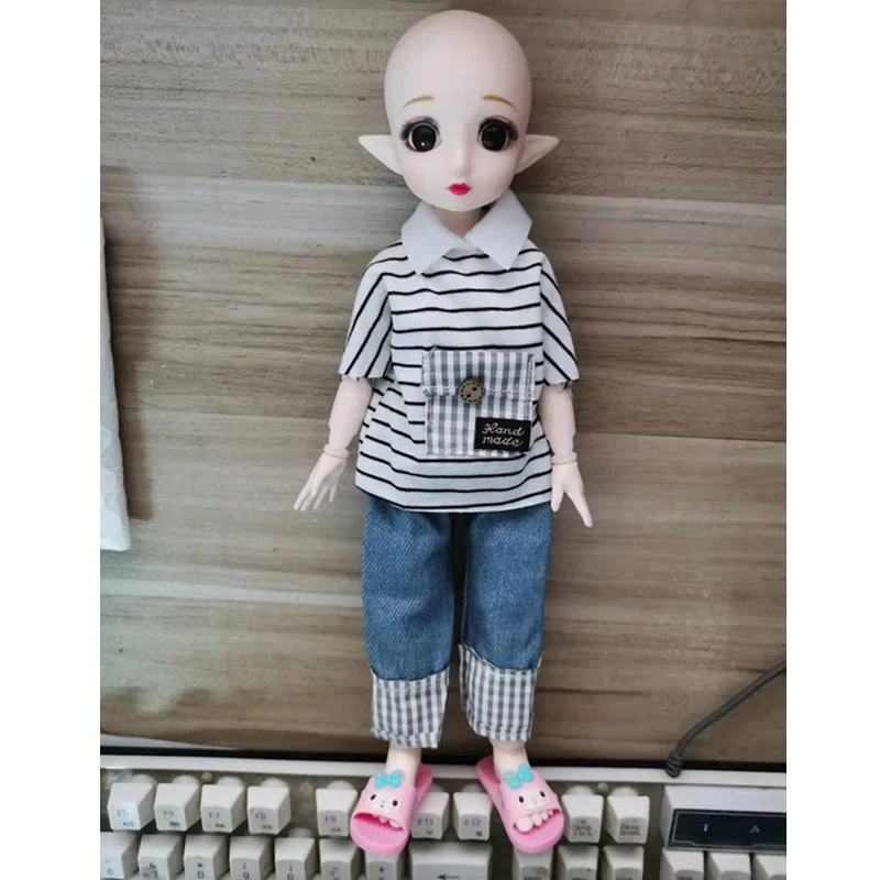 Elf Doll Toys for Children, Olhos Negros com Articulações de Maquiagem, Pele Branca, 1:6 Bjd, 28cm