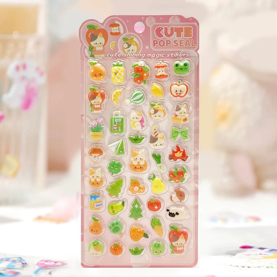 3D relief jelly stickers cartoon animal stickers sweet learning stickers DIY phone cases diary stationery stickers in stock