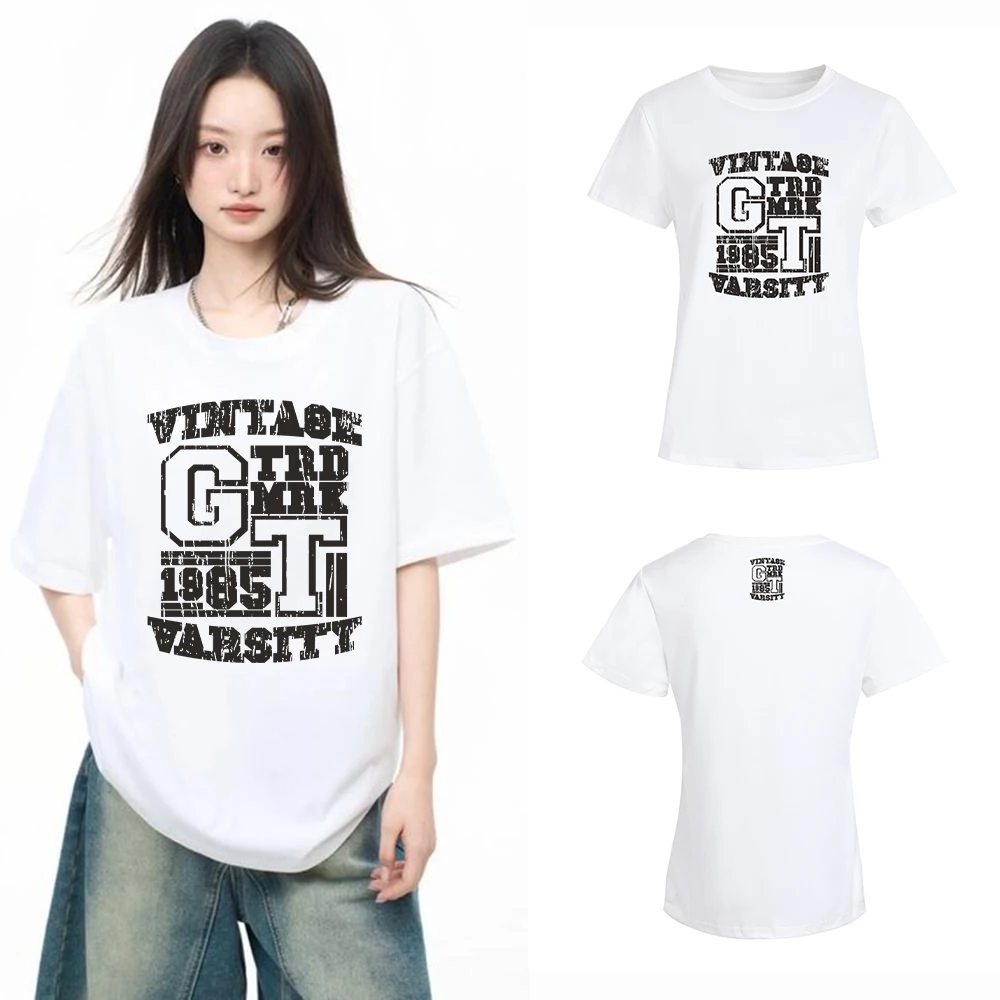 

Womens O-Neck White Print T-Shirt Causal Streetwear Comfortable Short Sleeve Tops Tees Ladies Fashion Breathable T-Shirts