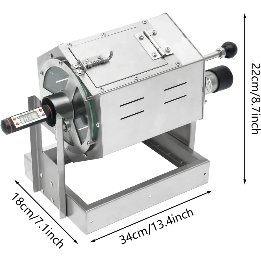 محمصة حبوب البن من نوع طبلة الغاز مع سرعة قابلة للتعديل من 5 إلى 59 دورة في الدقيقة للاستخدام المنزلي والتجاري سعة 300-1200 جرام #3