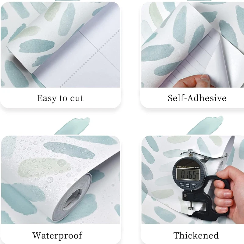 Green White Wallpaper Peel and Stick Wallpaper Boho Contact Paper for Cabinets Leaf Wallpaper for Bedroom Self-Adhesie Stickers