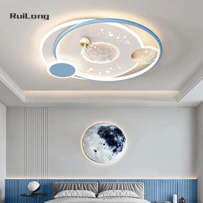 Imagem -02 - Astronauta Space Moon Led Teto Decoração do Quarto Lâmpada dos Desenhos Animados para Crianças Quarto de Crianças Bebé Menino