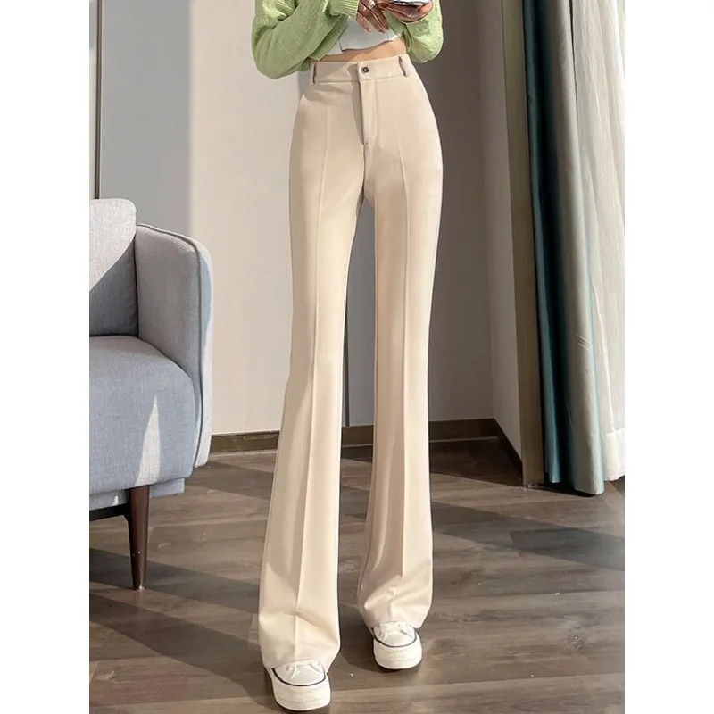 Hohe Taille Schlaghose Damen Casual Lange Leggings Bootcut Hose Schwarz Frühling Sommer Abnehmen Drapierte Hose mit weitem Bein TT1059