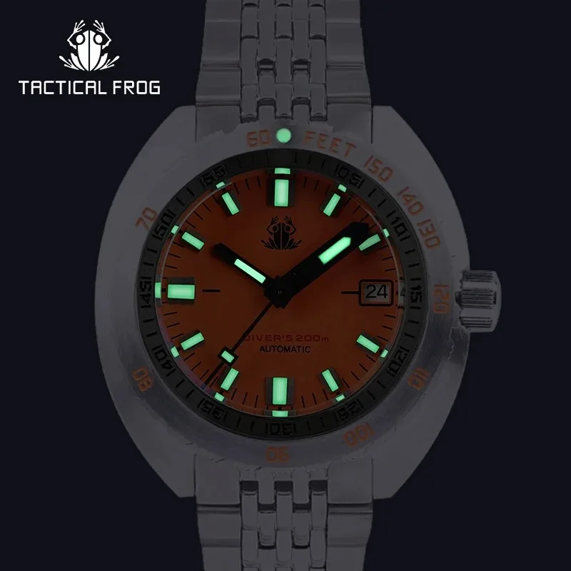 Tactical Frog Men Diver Watch Stainless Steel 20ATM Waterproof NH35 Movement 200M Automatic Mechanical Diver Watch 24H Shipping