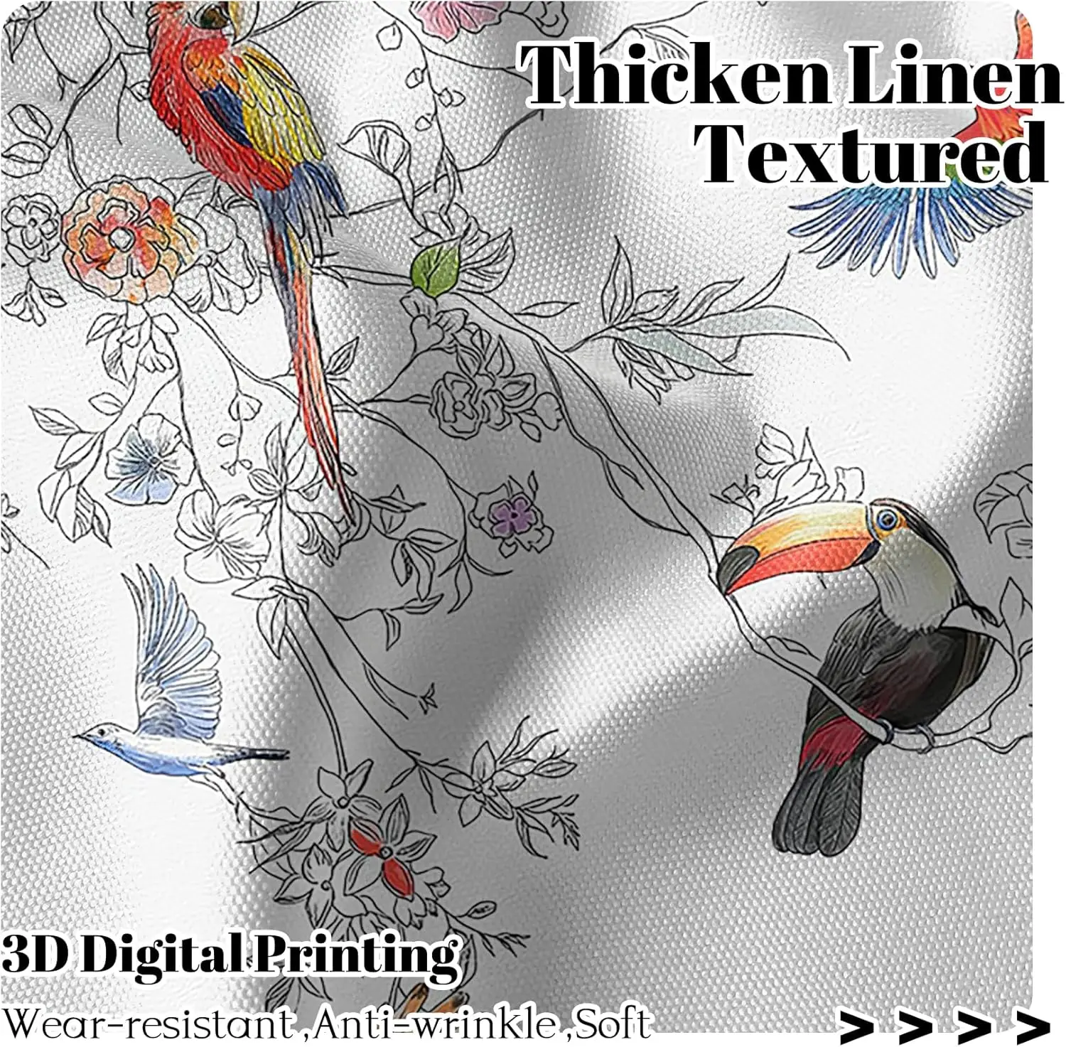 Tropical Bird Curtains Parrot Toucan Print for Kitchen Living Room Window Nature Decor