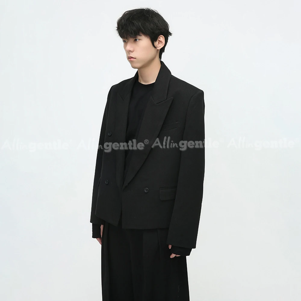 Street Style Mens 2 Piece Suit Loose Fit Double-Breasted Long Sleeve Casual Daily Outfits Set