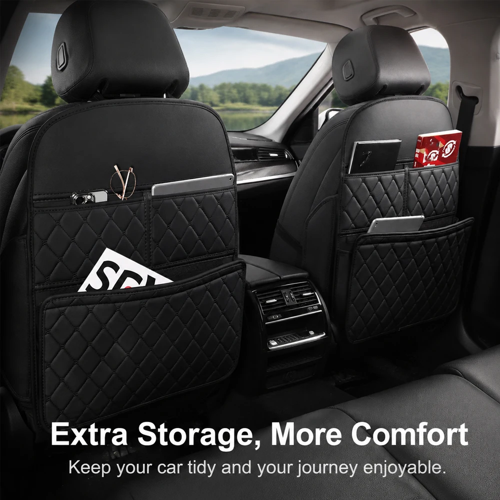 PU Leather Car Seat Back Organizer Multi-Pocket Storage Bag Rear Seat Storage Holder for Tablets Phones Magazines