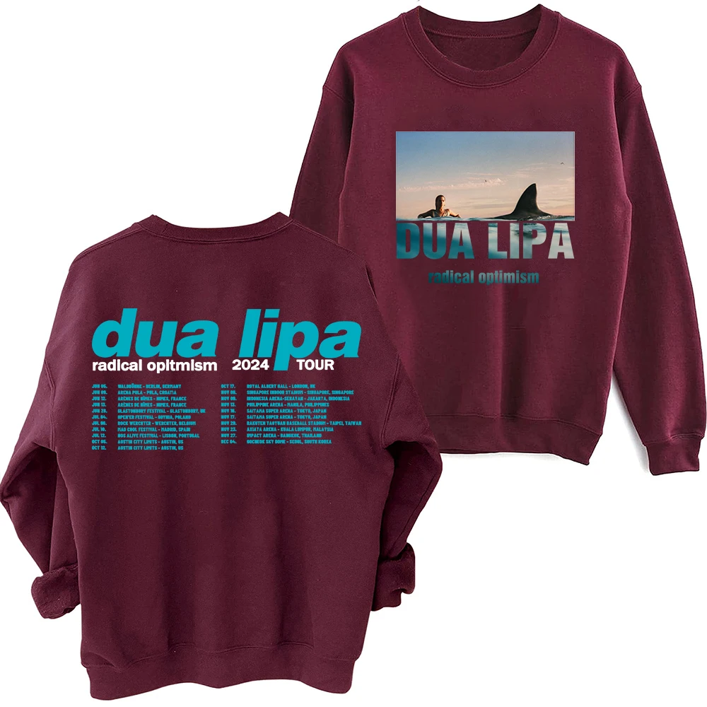 Dua 2024 Lipa Radical Optimism Tour Sweatshirt Harajuku Round Neck Long Sleeve Oversized Hoodie Fans Gift