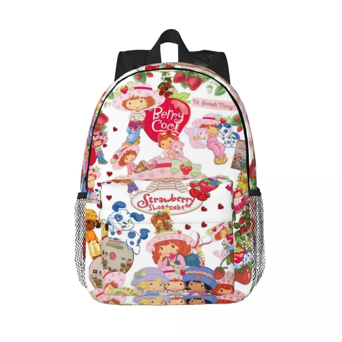 Saco de escola padrão como morango-Shortcake, mochila leve impressão, nova moda, 15"