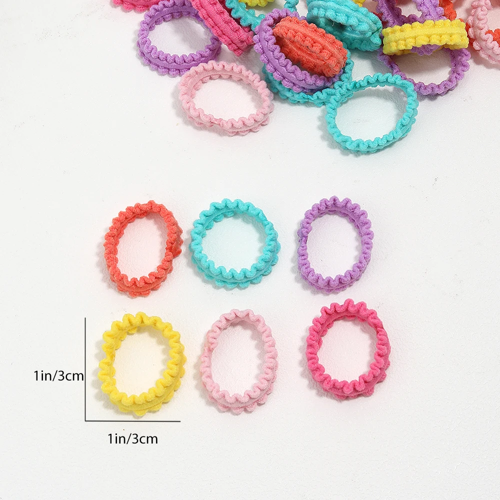 ncmama 50/100Pcs Girls Fashion Colorful Pleated Hair Bands For Girl Child Ponytail Holder Hair Tie Rubber Bands Kids Accessories