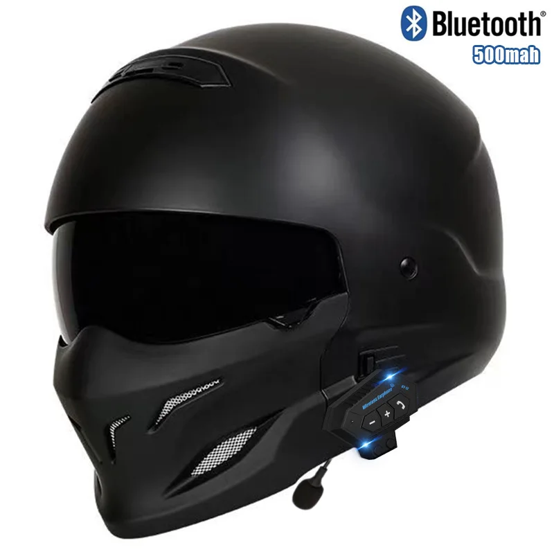 

3C Certified Retro Motorcycle Helmet Ventilation & Removable Liner Detachable Chin Guard (2 Wearing Modes) Bluetooth Optional