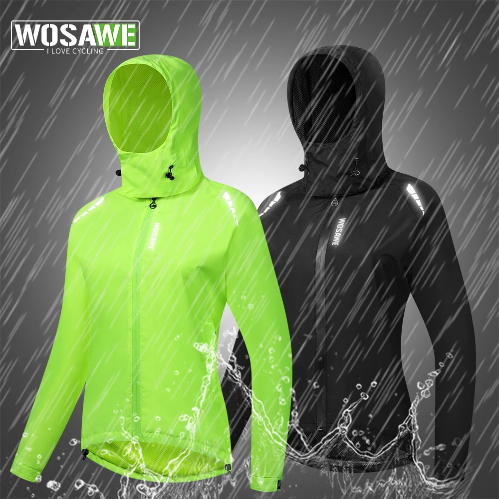 WOSAWE-Imperméable de cyclisme pour femme, manteau de pluie à capuche, imperméable, séchage rapide, veste d'extérieur ultralégère, coupe-vent