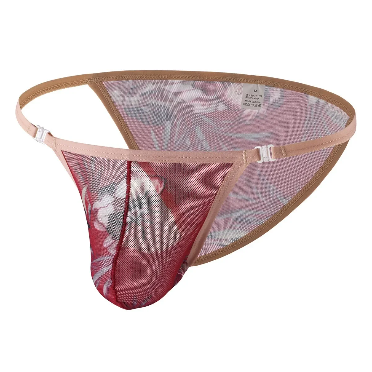 

Male Floral Print Mesh Briefs for Men See Through Low Rise Breathable Quick Dry Underwear Gays Sexy U Pouch High Fork Underpants