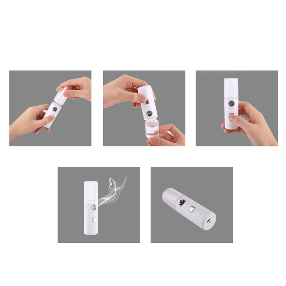 

Mini Portable White Nano Mist Facial Steamer for Skin Care Moisturizing Face Sprayer Portable Pore Hydration Cooler