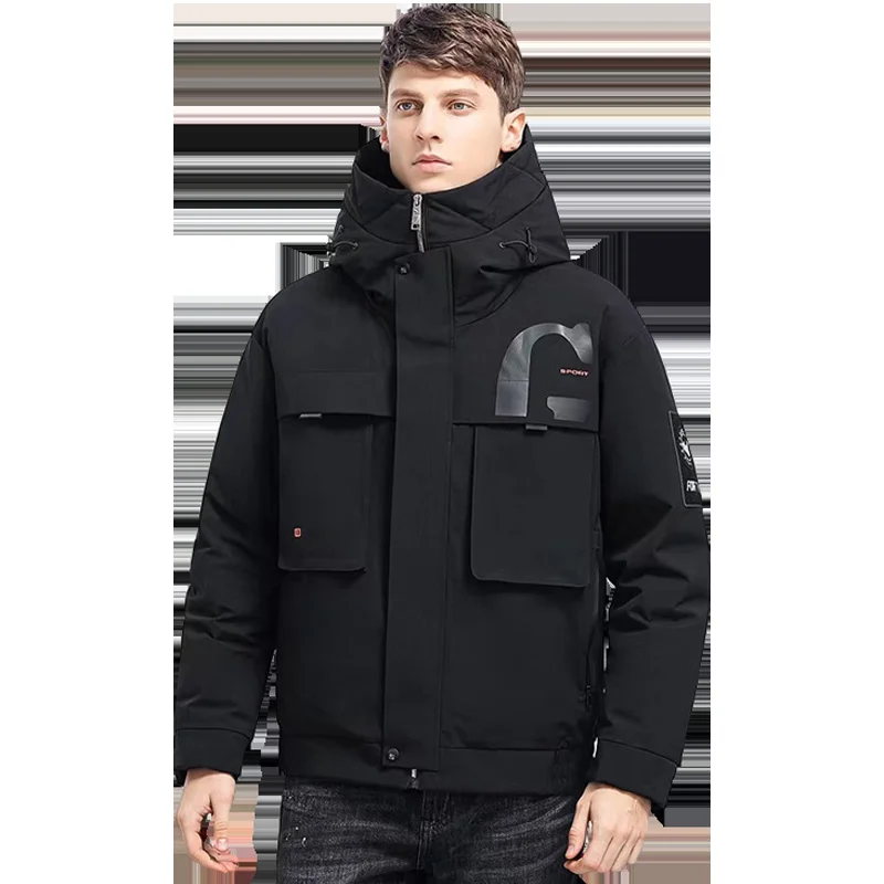 Top Winter New Men's Solid Color Parkas 90% White Duck Down Jackets Male Casual Warm Thick Snow Hooded Coat Outwear Puffer