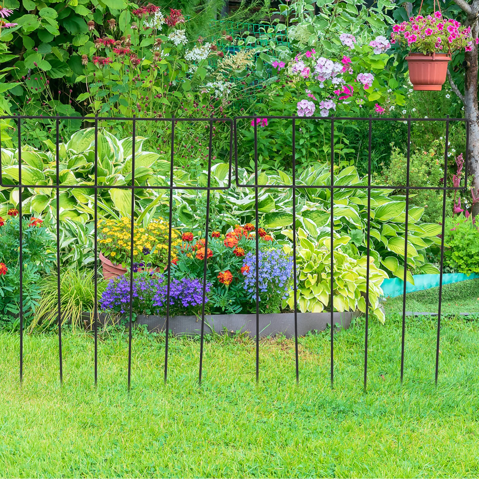 

5Pcs No Digging Garden Fence Iron Mesh Easy Setup Courtyard Partition Iron Fencing DIY Fencing Garden Fence Decor