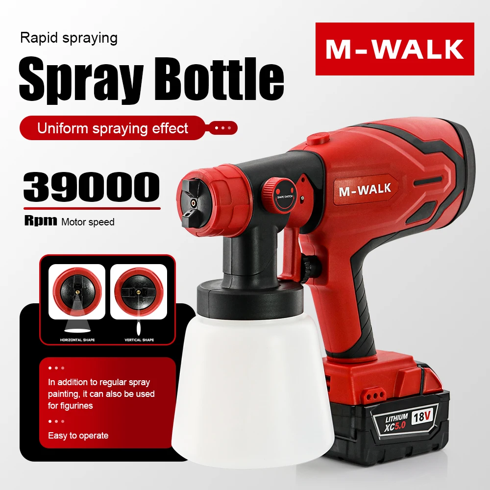 800ML Cordless Electric Spray Gun Powerful Paint Gun Sprayer Auto Furniture Steel Coating Airbrush For Milwaukee 18V Battery Pin