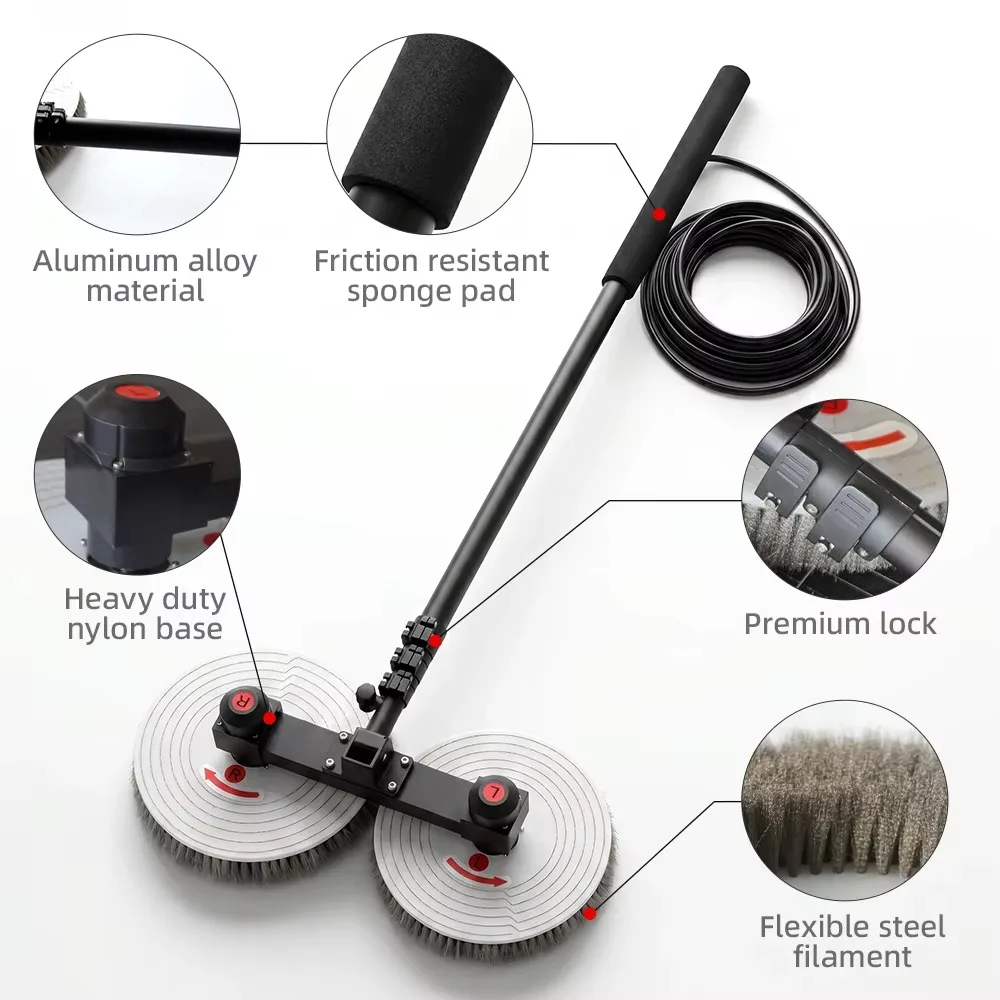 Factory Price Double ed Electric Solar Panel Cleaning Brush PBT Material Eco Friendly Window Tool