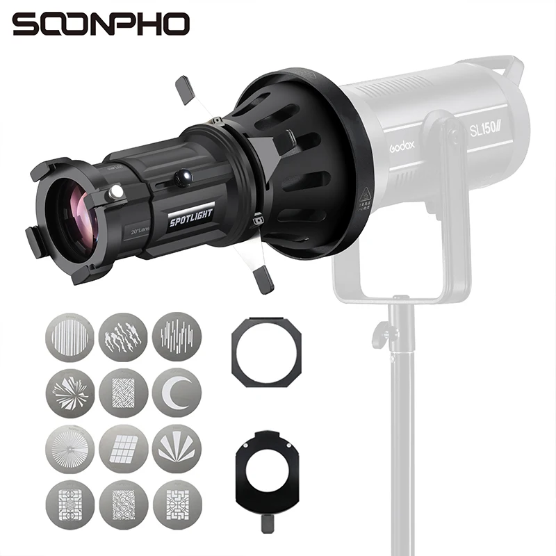 SOONPHO OT1 PRO III Professional Optical Snoot For LED Light With Bowens Mount And 20 Degree Lens Optical Snoot